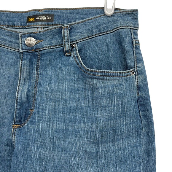 Lee Women's Relaxed Fit Straight Leg Mid Rise Denim Jeans Size 10 Long - Picture 6 of 12